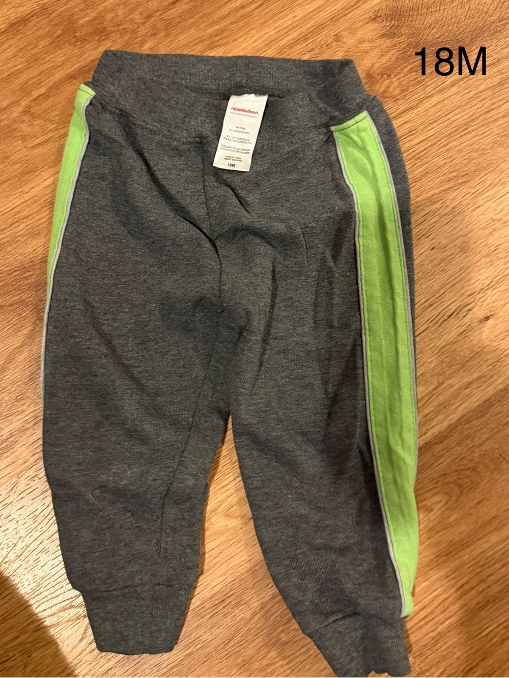 Nickelodeon Gray Sweatpants with Lime Green Side Stripe